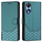 For OPPO A78 5G Global / A1x 5G Honeycomb Embossing RFID Leather Phone Case(Peacock Green) - 2