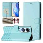 For OPPO A60 4G Global Honeycomb Embossing RFID Leather Phone Case(Mint Green) - 1