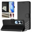 For OPPO A60 4G Global Honeycomb Embossing RFID Leather Phone Case(Black) - 1