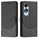 For OPPO A60 4G Global Honeycomb Embossing RFID Leather Phone Case(Black) - 2