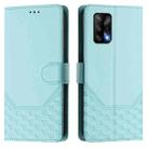 For OPPO A74 4G / F19 / F19s / A95 4G Honeycomb Embossing RFID Leather Phone Case(Mint Green) - 2