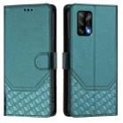 For OPPO A74 4G / F19 / F19s / A95 4G Honeycomb Embossing RFID Leather Phone Case(Peacock Green) - 2