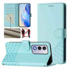 For OPPO A80 5G European / K12x 5G Global Honeycomb Embossing RFID Leather Phone Case(Mint Green) - 1