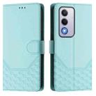 For OPPO A80 5G European / K12x 5G Global Honeycomb Embossing RFID Leather Phone Case(Mint Green) - 2