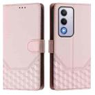 For OPPO A80 5G European / K12x 5G Global Honeycomb Embossing RFID Leather Phone Case(Pink) - 2