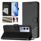 For OPPO A80 5G European / K12x 5G Global Honeycomb Embossing RFID Leather Phone Case(Black) - 1