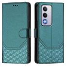 For OPPO A80 5G European / K12x 5G Global Honeycomb Embossing RFID Leather Phone Case(Peacock Green) - 2