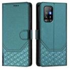 For OPPO A94 5G Global / Reno5 Z Honeycomb Embossing RFID Leather Phone Case(Peacock Green) - 2