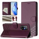For OPPO A94 5G Global / Reno5 Z Honeycomb Embossing RFID Leather Phone Case(Violet) - 1