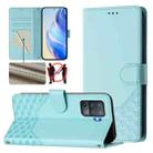 For OPPO F19 Pro / Reno5 F Honeycomb Embossing RFID Leather Phone Case(Mint Green) - 1