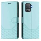 For OPPO F19 Pro / Reno5 F Honeycomb Embossing RFID Leather Phone Case(Mint Green) - 2