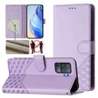 For OPPO F19 Pro / Reno5 F Honeycomb Embossing RFID Leather Phone Case(Light Purple) - 1