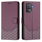 For OPPO F19 Pro / Reno5 F Honeycomb Embossing RFID Leather Phone Case(Violet) - 2