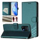 For OPPO Find X5 Honeycomb Embossing RFID Leather Phone Case(Peacock Green) - 1