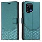 For OPPO Find X5 Honeycomb Embossing RFID Leather Phone Case(Peacock Green) - 2