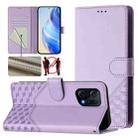 For OPPO Find X5 Honeycomb Embossing RFID Leather Phone Case(Light Purple) - 1