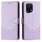 For OPPO Find X5 Honeycomb Embossing RFID Leather Phone Case(Light Purple) - 2