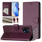 For OPPO Find X5 Honeycomb Embossing RFID Leather Phone Case(Violet) - 1