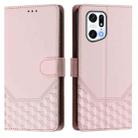 For OPPO Find X5 Pro Honeycomb Embossing RFID Leather Phone Case(Pink) - 2