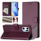 For OPPO Find X5 Pro Honeycomb Embossing RFID Leather Phone Case(Violet) - 1