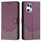 For OPPO Find X5 Pro Honeycomb Embossing RFID Leather Phone Case(Violet) - 2