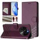 For OPPO Find X6 Honeycomb Embossing RFID Leather Phone Case(Violet) - 1