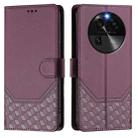 For OPPO Find X6 Honeycomb Embossing RFID Leather Phone Case(Violet) - 2