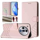 For OPPO Find X7 Honeycomb Embossing RFID Leather Phone Case(Pink) - 1