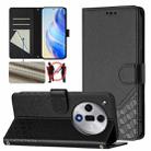 For OPPO Find X7 Honeycomb Embossing RFID Leather Phone Case(Black) - 1