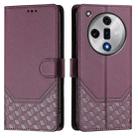 For OPPO Find X7 Honeycomb Embossing RFID Leather Phone Case(Violet) - 2