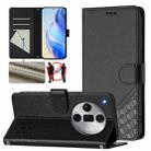 For OPPO Find X7 Ultra Honeycomb Embossing RFID Leather Phone Case(Black) - 1