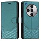 For OPPO Find X7 Ultra Honeycomb Embossing RFID Leather Phone Case(Peacock Green) - 2