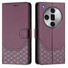 For OPPO Find X7 Ultra Honeycomb Embossing RFID Leather Phone Case(Violet) - 2