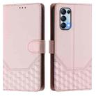 For OPPO Reno5 / Find X3 Lite Honeycomb Embossing RFID Leather Phone Case(Pink) - 2