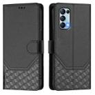 For OPPO Reno5 / Find X3 Lite Honeycomb Embossing RFID Leather Phone Case(Black) - 2