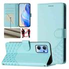 For OPPO Reno7 5G Global / Find X5 Lite Honeycomb Embossing RFID Leather Phone Case(Mint Green) - 1