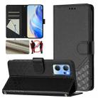 For OPPO Reno7 5G Global / Find X5 Lite Honeycomb Embossing RFID Leather Phone Case(Black) - 1