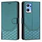 For OPPO Reno7 5G Global / Find X5 Lite Honeycomb Embossing RFID Leather Phone Case(Peacock Green) - 2