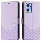 For OPPO Reno7 5G Global / Find X5 Lite Honeycomb Embossing RFID Leather Phone Case(Light Purple) - 2