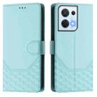 For OPPO Reno8 5G Honeycomb Embossing RFID Leather Phone Case(Mint Green) - 2