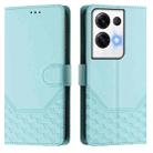 For OPPO Reno8 Pro 5G Global Honeycomb Embossing RFID Leather Phone Case(Mint Green) - 2