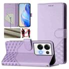 For OPPO Reno8 Pro 5G Global Honeycomb Embossing RFID Leather Phone Case(Light Purple) - 1