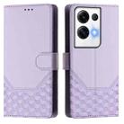 For OPPO Reno8 Pro 5G Global Honeycomb Embossing RFID Leather Phone Case(Light Purple) - 2