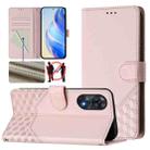 For OPPO Reno8 T 4G Honeycomb Embossing RFID Leather Phone Case(Pink) - 1