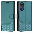 For OPPO Reno8 T 4G Honeycomb Embossing RFID Leather Phone Case(Peacock Green) - 2