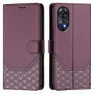 For OPPO Reno8 T 4G Honeycomb Embossing RFID Leather Phone Case(Violet) - 2
