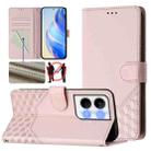 For OPPO Reno9 5G / Reno9 Pro 5G Honeycomb Embossing RFID Leather Phone Case(Pink) - 1