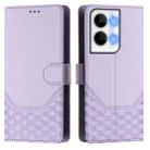 For OPPO Reno9 5G / Reno9 Pro 5G Honeycomb Embossing RFID Leather Phone Case(Light Purple) - 2