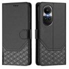 For OPPO Reno10 / Reno10 Pro Global Honeycomb Embossing RFID Leather Phone Case(Black) - 2