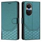 For OPPO Reno10 / Reno10 Pro Global Honeycomb Embossing RFID Leather Phone Case(Peacock Green) - 2